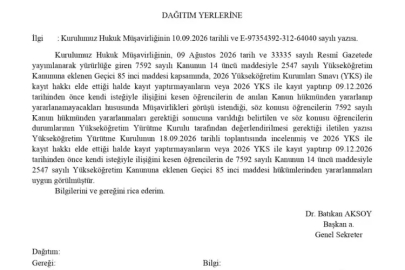 YÖK'ten 2026 YKS adaylarına kayıt hakkı... Kayıt yaptırmayan adaylara yeni hak